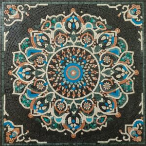 Geometrical Floral Mosaic – Floral Art Mosaic Tiles For New Home Hallway Entry – 75 x 75 cm