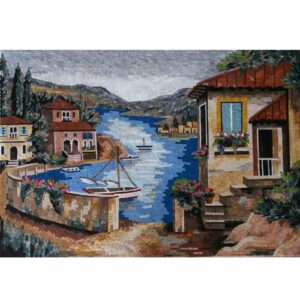 Natural House on a River Mosaic Artwork – 80×110 cm