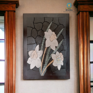 White Rose” Mosaic Artwork – 40×50 cm