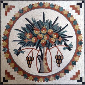 Madaba Tree Square Mosaic – 50 x 50 cm