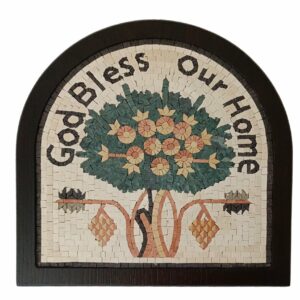 Madaba Tree Arched Mosaic – 35 x 35 cm