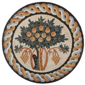 Madaba Tree Mosaic Panel – Handmade | 56×56 cm